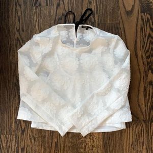 MAJE long sleeve floral cropped blouse